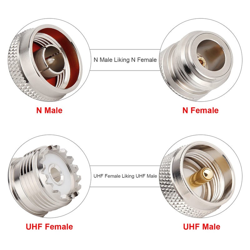 XRDS -RF N Male to UHF Female Adapter N Connector to PL-259 SO-239 Coax RF Coaxial Cable Connectors Pack of 5 (NOT for TV) - Image 4
